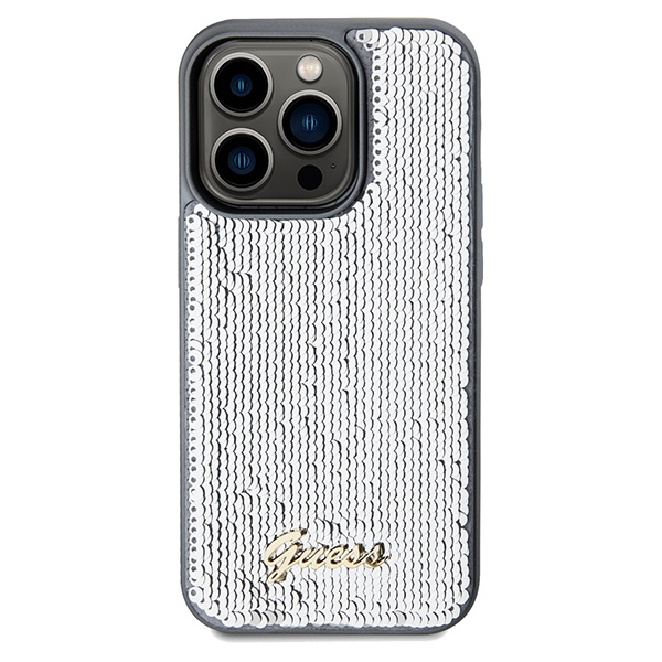 Guess GUHCP14XPSFDGSS Apple iPhone 14 Pro Max hardcase Sequin Script Metal silver