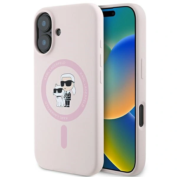 Karl Lagerfeld KLHMP16MSCMKCRHP Apple iPhone 16 Plus hardcase Silicone Karl&Choupette Ring MagSafe pink