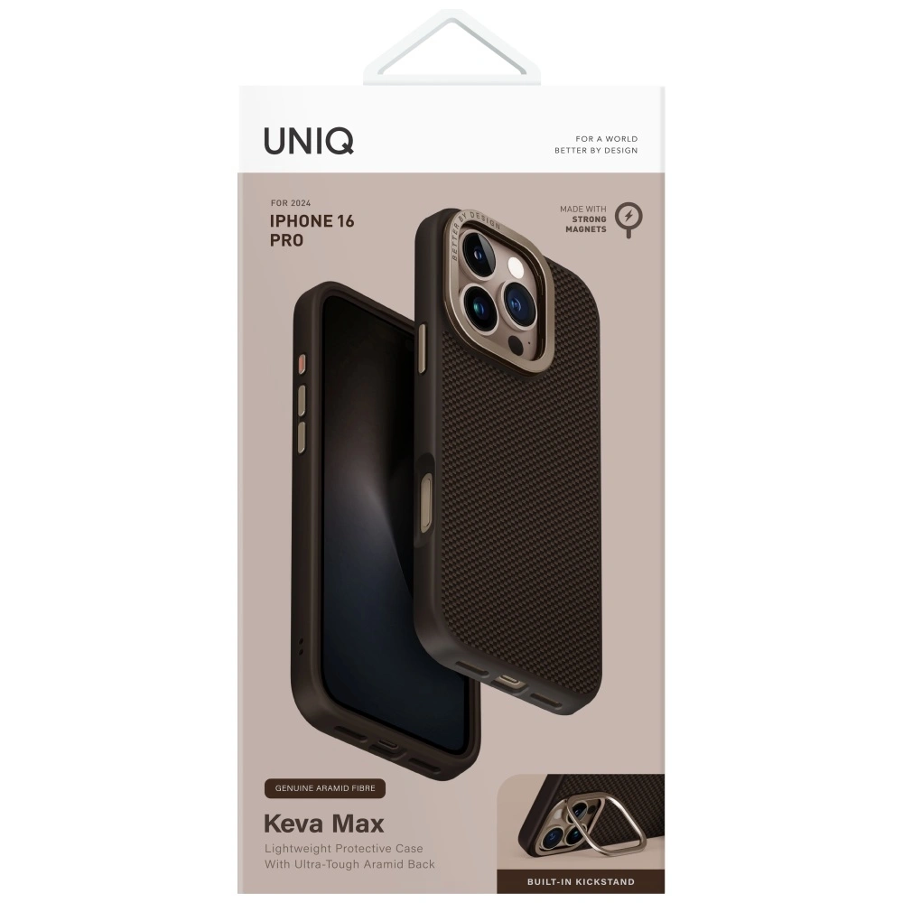 UNIQ Keva Max Apple iPhone 16 Pro Magclick Charging Camera Stand brown