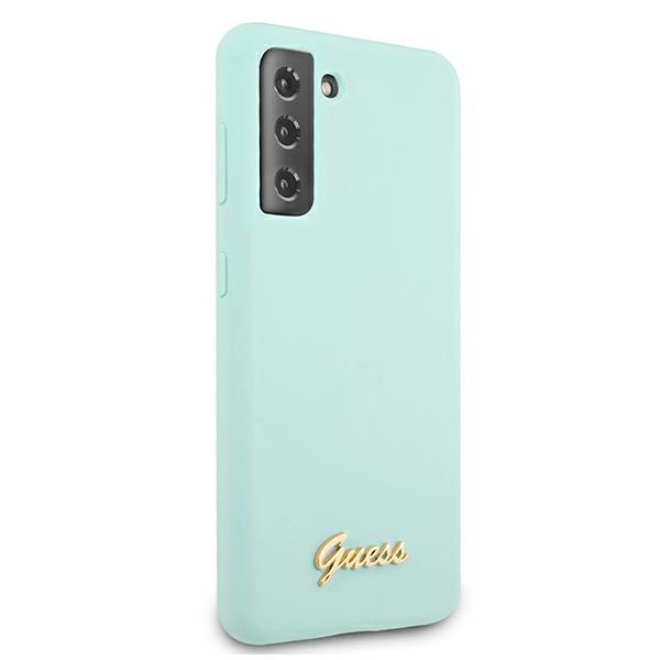 Guess GUHCS21MLSLMGLB Samsung Galaxy S21+ Plus blue hardcase Silicone Script Metal Logo