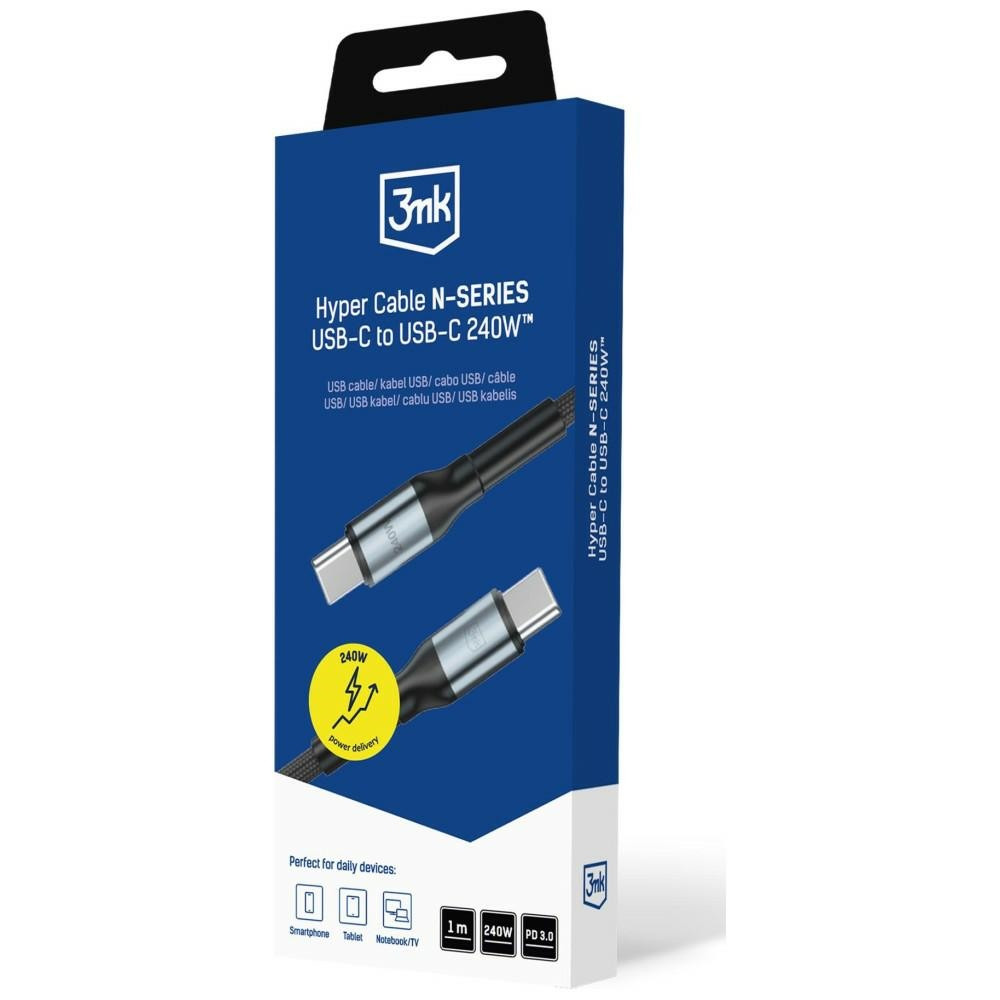 Kabel 3MK Hyper Cable N-SERIES USB-C do USB-C 1m 48V/5A 240W czarny