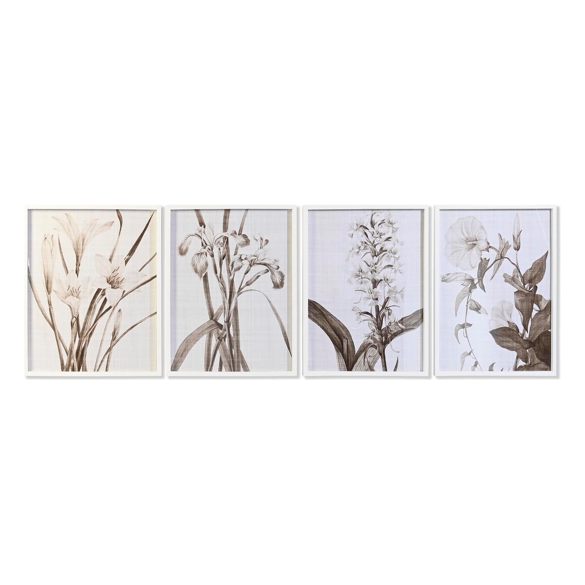 Painting DKD Home Decor Crystal Birch 55 x 70 x 2,5 cm 55 x 2,5 x 70 cm Flowers (4 Pieces)