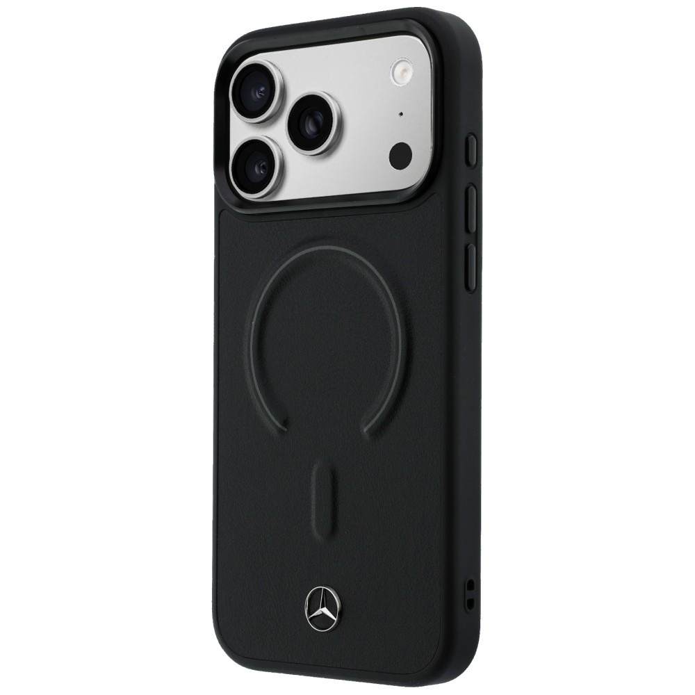 Etui Mercedes Leather 3D MagSafe do Apple iPhone 17 Pro czarny