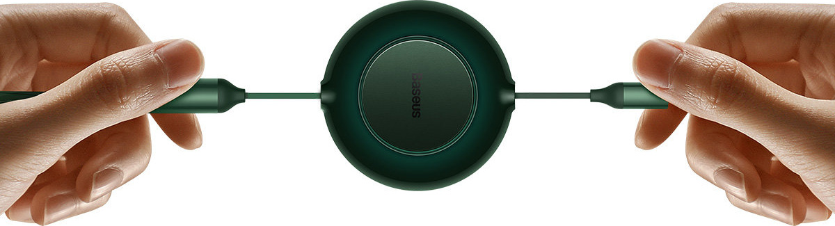 Baseus Bright Mirror 2 retractable cable 3in1 USB Type A - micro USB + Lightning + USB Type C 66W 1.1m green