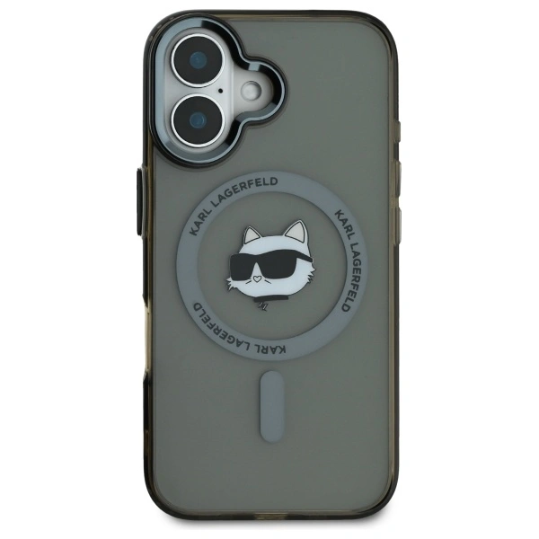 Karl Lagerfeld KLHMP16MHLSCHK Apple iPhone 16 Plus hardcase IML Metal Choupette Head MagSafe black