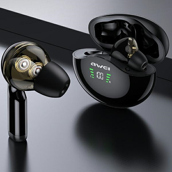 AWEI słuchawki Bluetooth 5.1 T12P TWS + stacja dokująca black