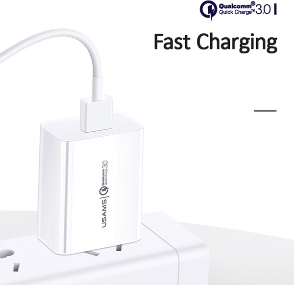 USAMS Wall Charger 1xUSB T22 18W 3A QC3.0 Fast Charging white CC83TC01 (US-CC083)