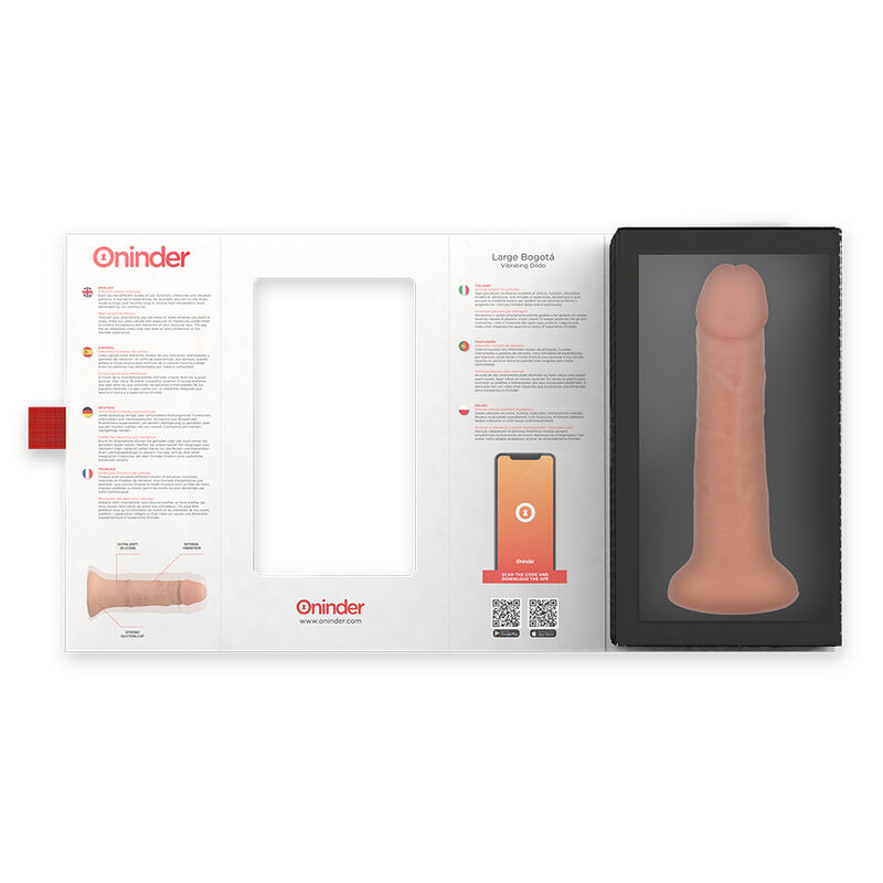 ONINDER - LARGE BOGOTÃ VIBRATOR DILDO 9 SPEEDS NATURAL 22 CM -O- 4.5 CM - FREE APP