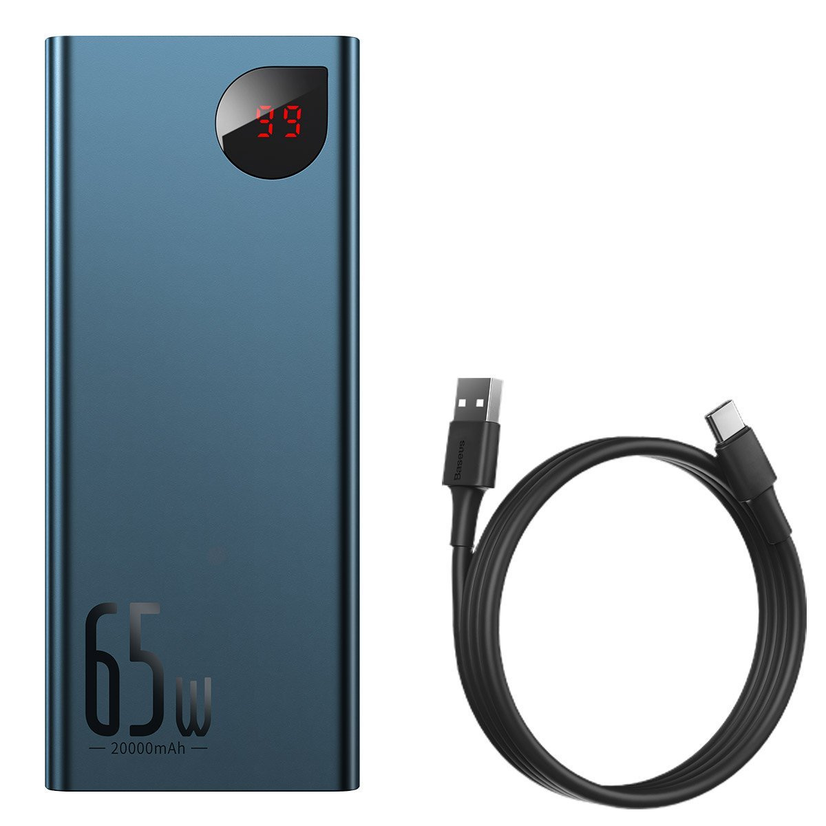 Baseus Adaman Metal Power Bank 20000mAh PD QC 3.0 65W 2xUSB + USB-C + micro USB (Blue)