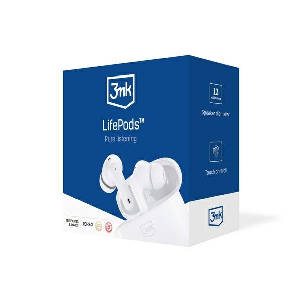 3MK LifePods TWS Earphones Bluetooth 5.3 ANC white