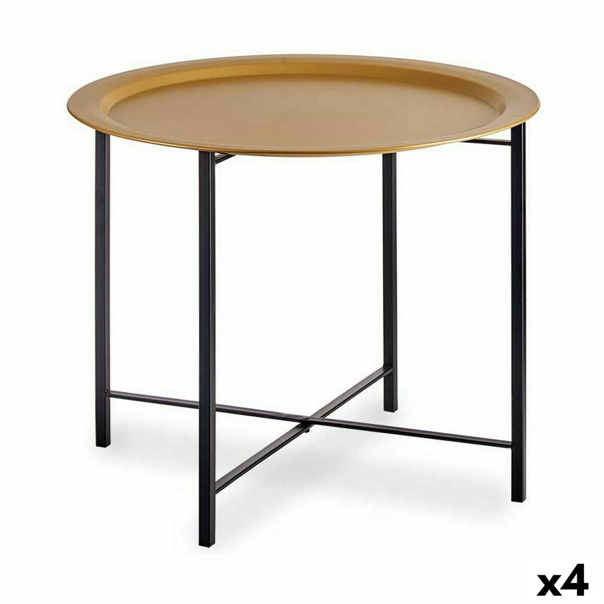 Side table Black Golden Metal 62 x 48,5 x 62 cm (4 Units)