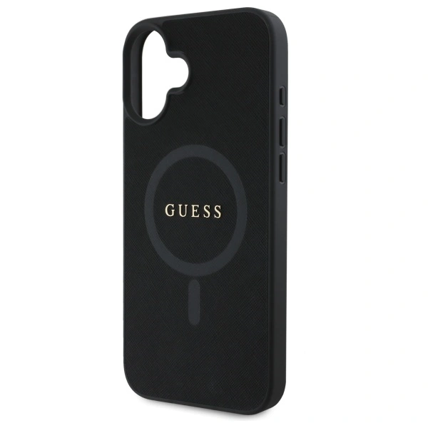 Guess GUHMP16SPSAHMCK Apple iPhone 16 hardcase Saffiano Classic Logo MagSafe black