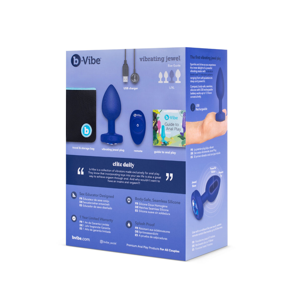 Vibrator B-Vibe Vibrating Jewel Navy Blue L/XL Vibrator B-Vibe Vibrating Jewel Navy Blue L/XL