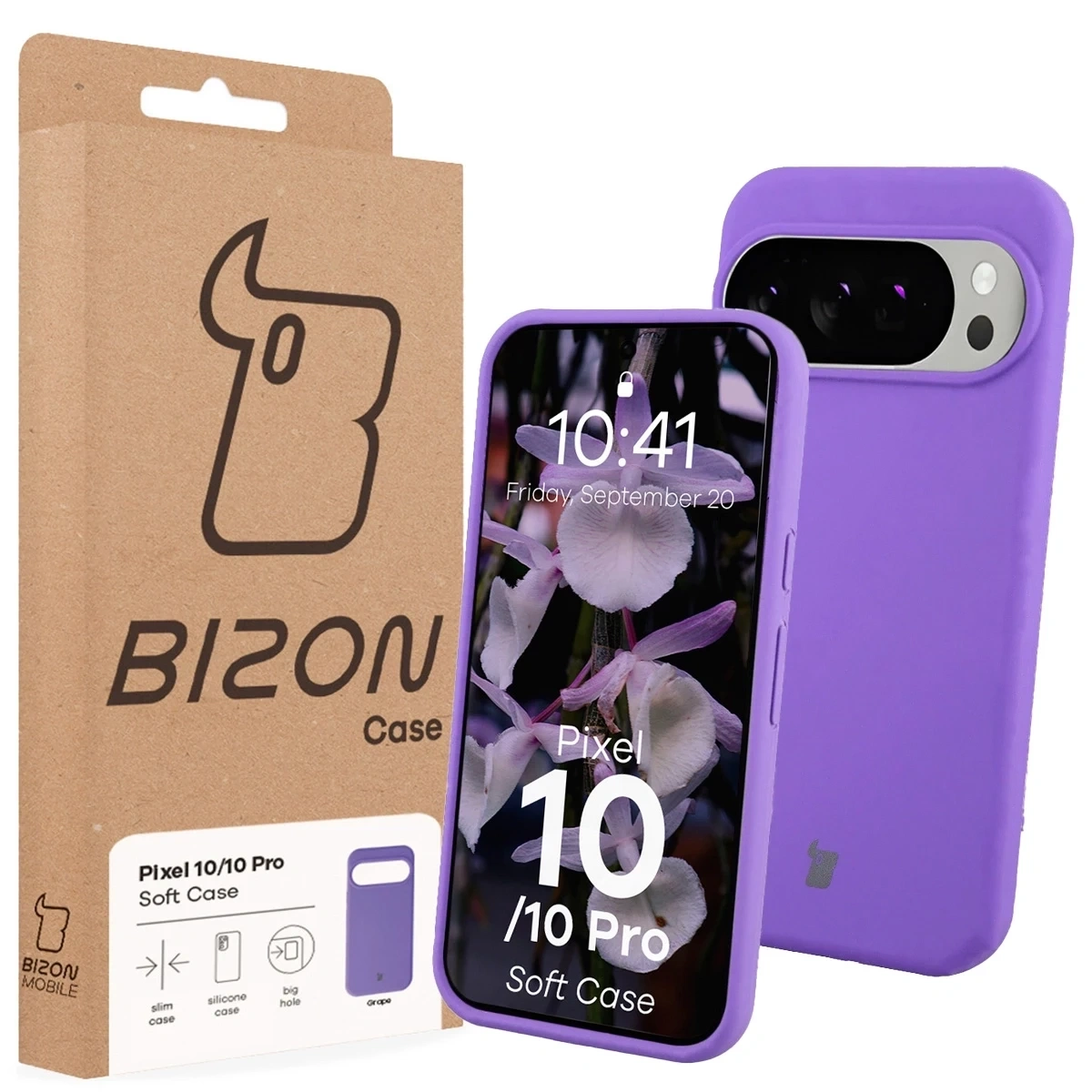 Silikonowe etui Bizon Soft Case do Google Pixel 10 / 10 Pro fioletowe