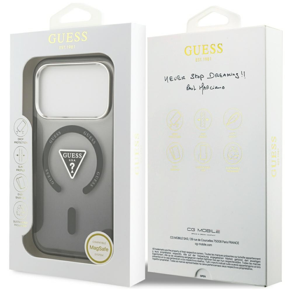 Etui Guess IML Gradient Triangle Logo MagSafe do Apple iPhone 17 Pro czarny