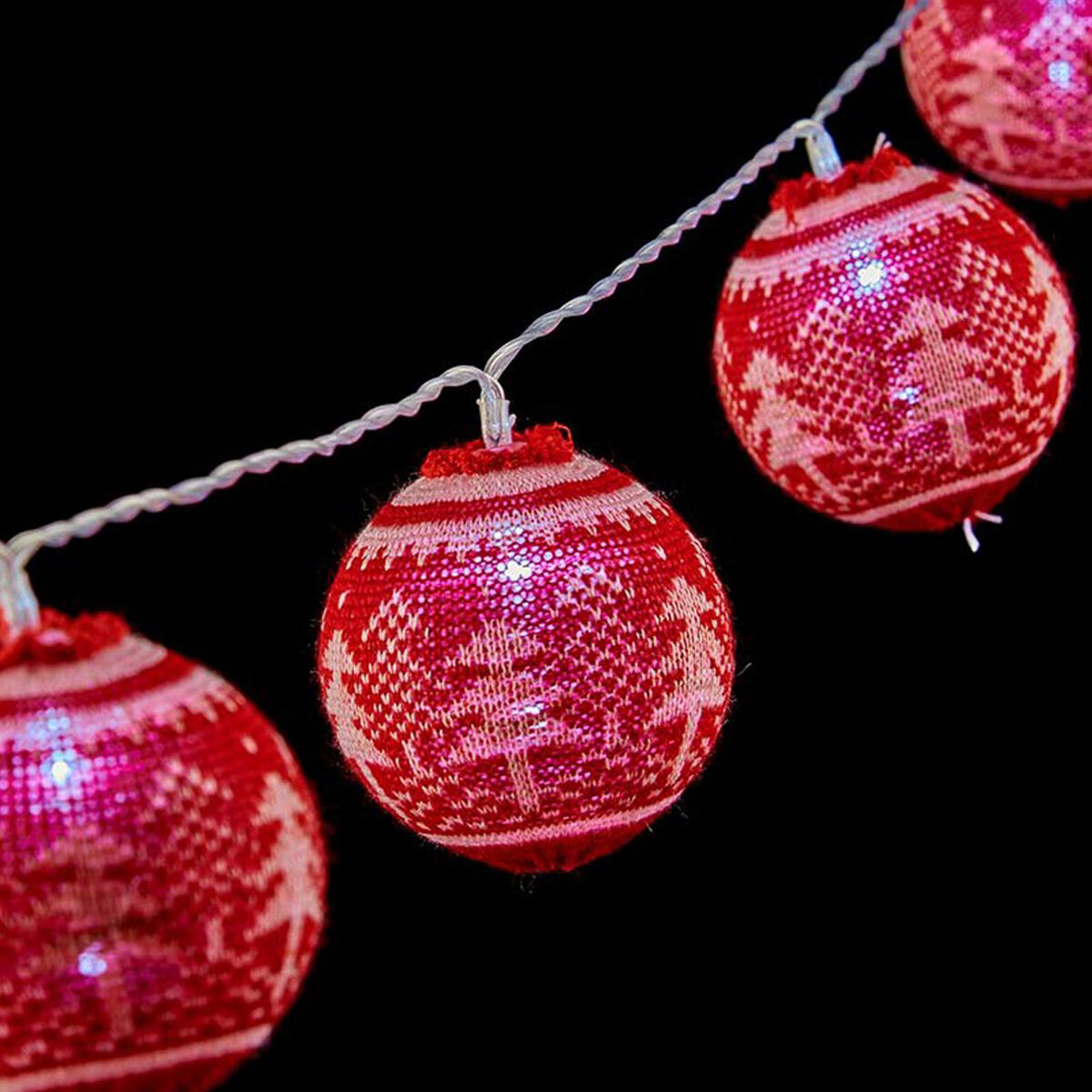 Wreath of LED Balls 2 m Christmas Tree Ø 6 cm Red White