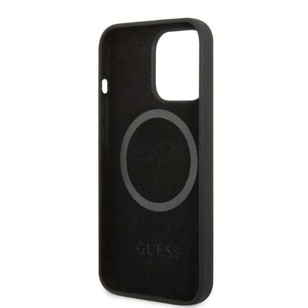 Guess GUHMP13XSPLK Apple iPhone 13 Pro Max black hard case Silicone Logo Plate MagSafe