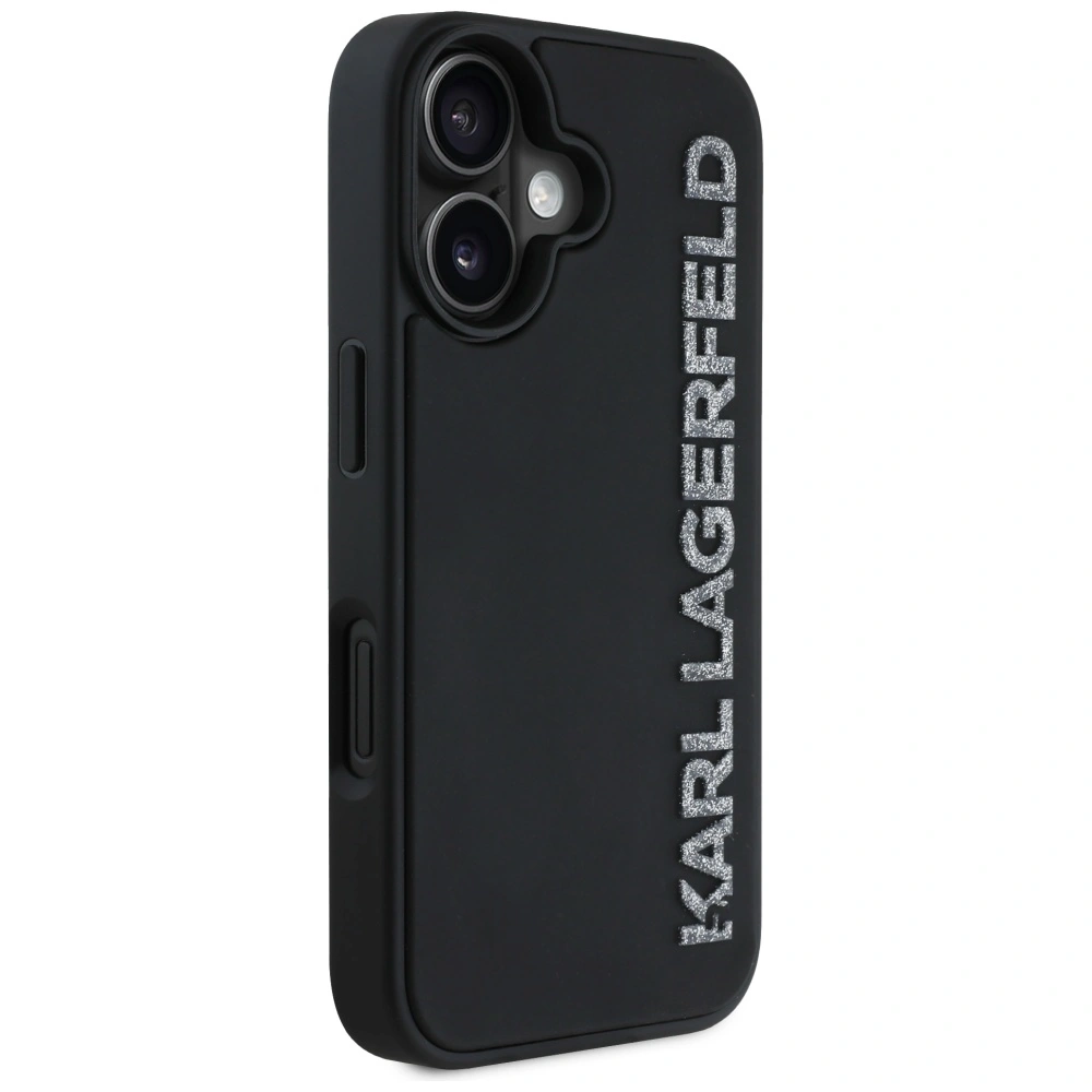 Karl Lagerfeld HC 3D Rubber Elongated Glitter Apple iPhone 16 black