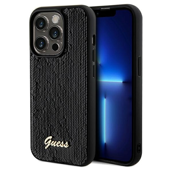 Guess GUHCP14LPSFDGSK Apple iPhone 14 Pro hardcase Sequin Script Metal black