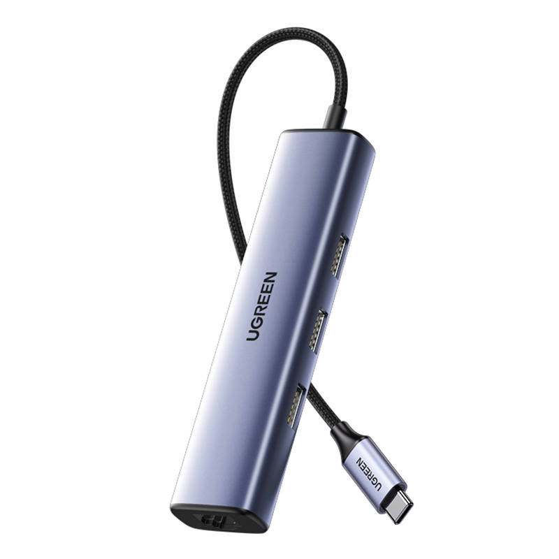 UGREEN CM475 Hub USB-C to 3x USB 3.0, RJ45, USB-C PD (gray)