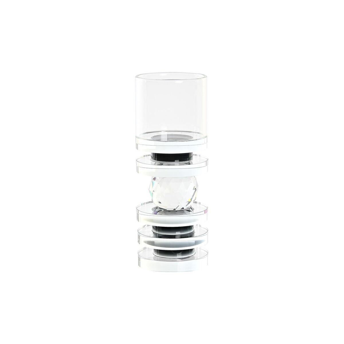 Candleholder DKD Home Decor 6 x 6 x 16 cm Crystal Black Blue