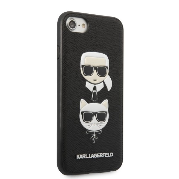 Karl Lagerfeld KLHCI8SAKICKCBK Apple iPhone SE 2022/SE 2020/8/7 black hardcase Saffiano Ikonik Karl&Choupette Head