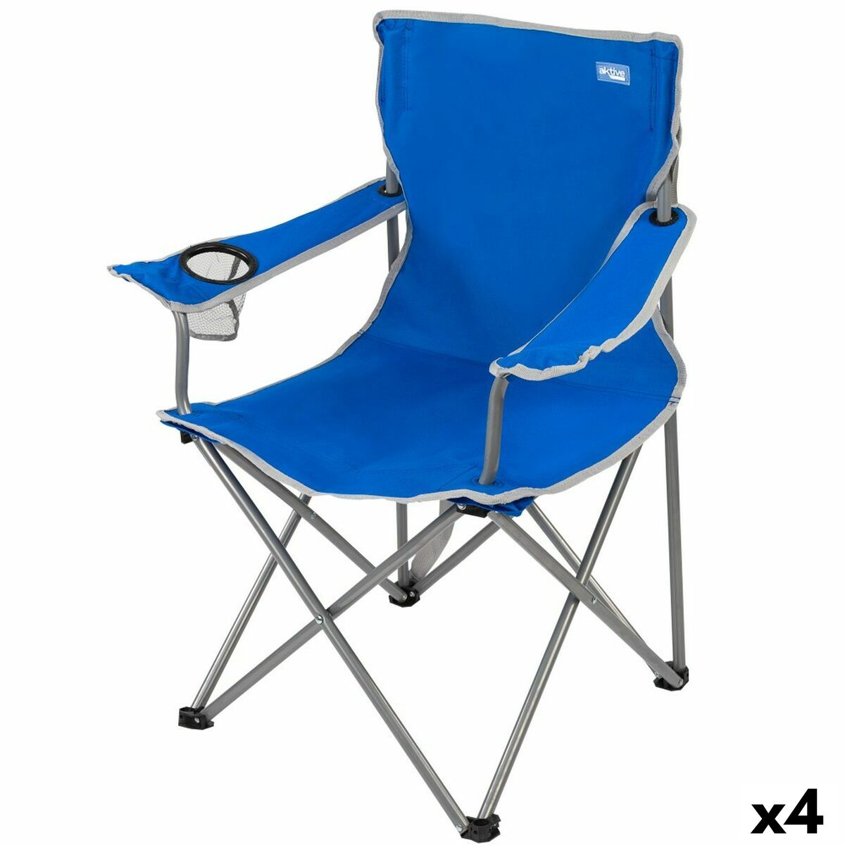 Foldable Camping Chair Aktive Blue 45 x 82 x 47 cm (4 Units)