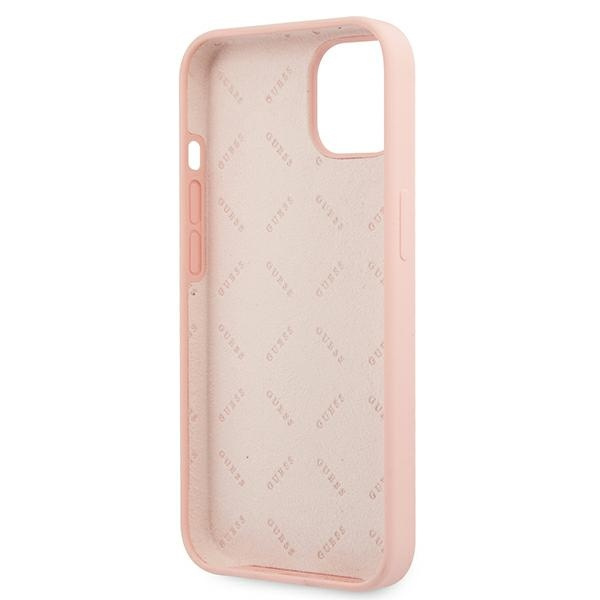 Guess GUHCP13SLS4GWPI Apple iPhone 13 mini pink hard case Silicone 4G Logo