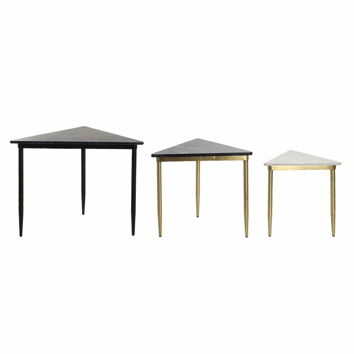 Set of 3 small tables DKD Home Decor Black Golden Metal White Green Marble Modern (68 x 46,5 x 53 cm) (3 Units)