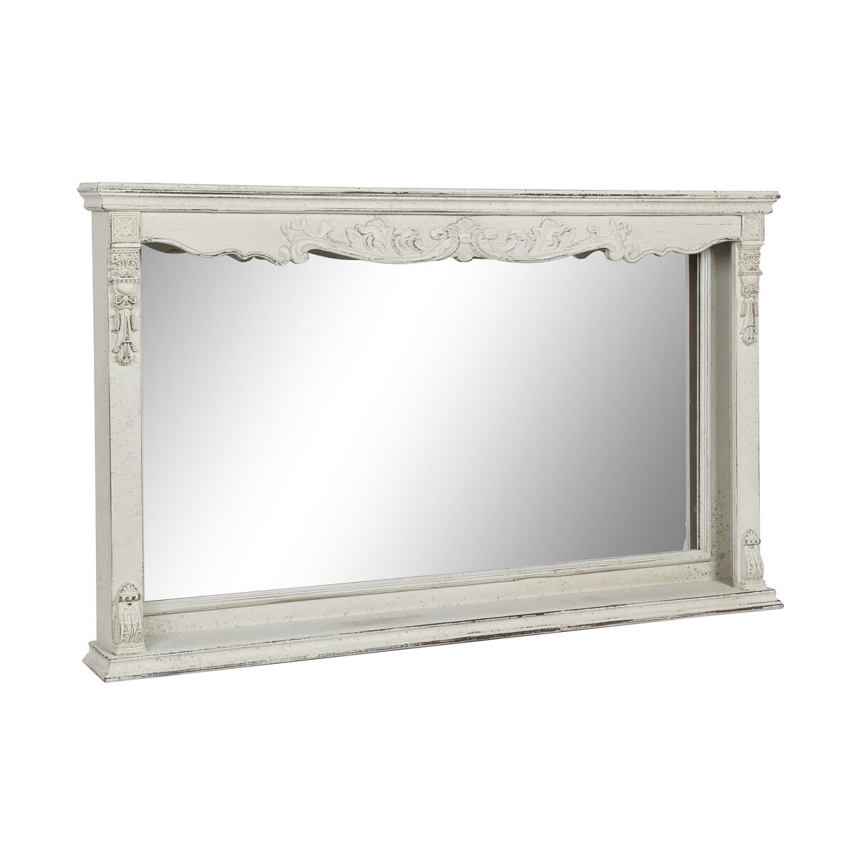 Wall mirror DKD Home Decor 125 x 12 x 76 cm Fir Crystal White Vintage MDF Wood