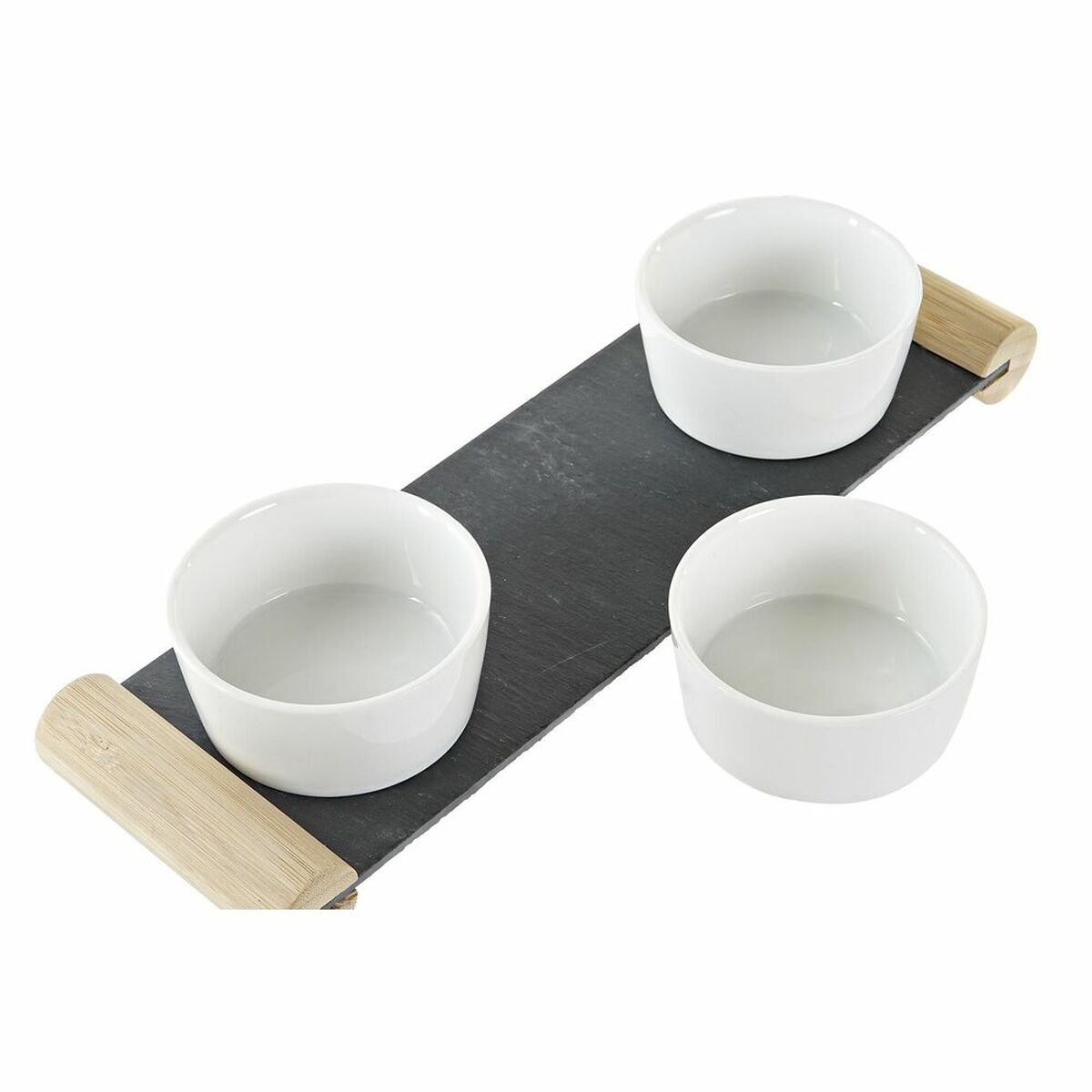 Snack tray DKD Home Decor 33 x 10 x 5,8 cm Black Board White Stoneware