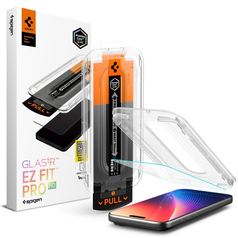 Szkło hartowane Spigen Glas.tr Ez Fit Pro do Apple iPhone 16 Pro / 17 / 17 Pro Clear
