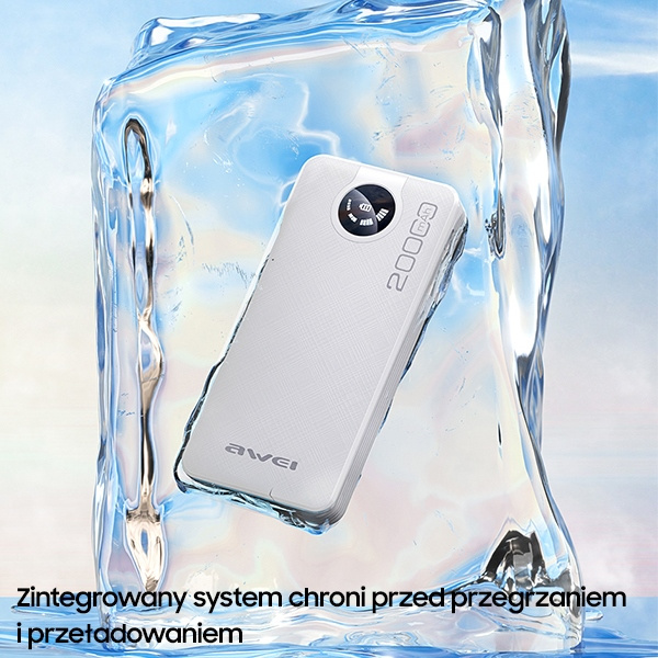 AWEI P134K Powerbank 20000mAh black Display + USB/PD/Lightning/microUSB Cables