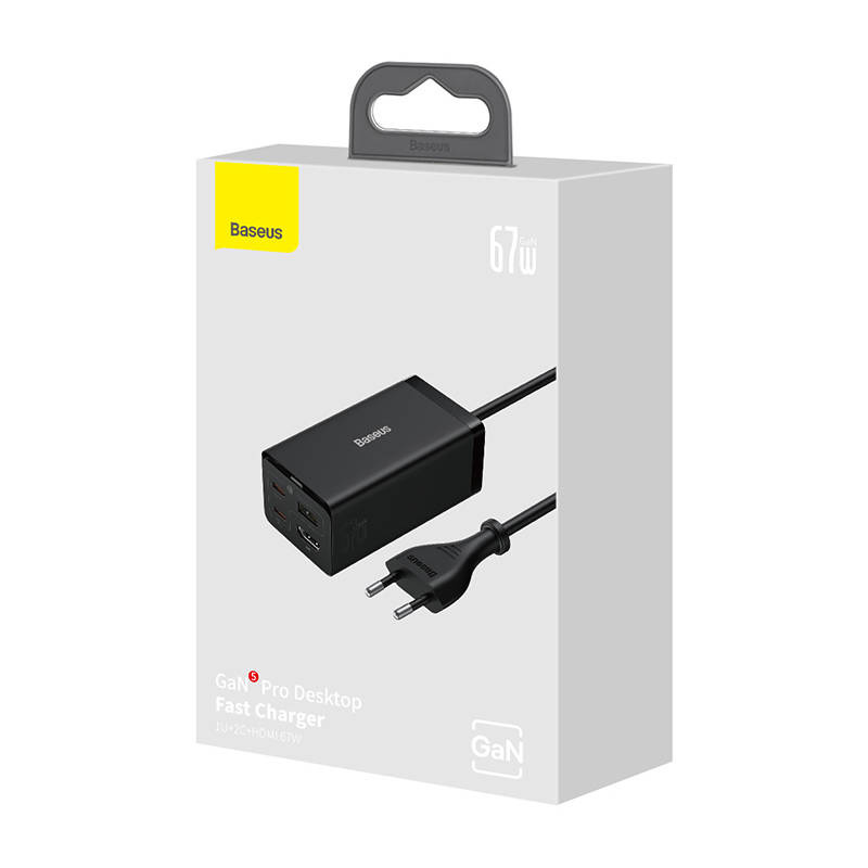 Baseus GaN5 Pro Wall Charger 2xUSB-C + USB + HDMI, 67W (black)
