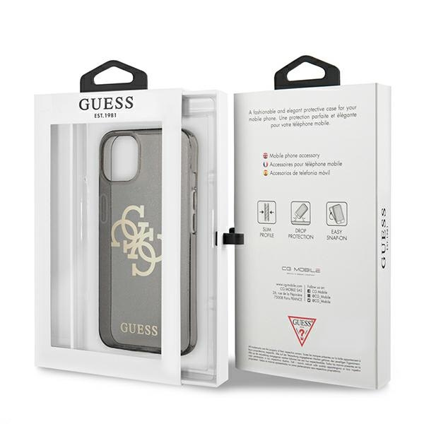Guess GUHCP13SPCUGL4GBK Apple iPhone 13 mini black hard case Glitter 4G Big Logo