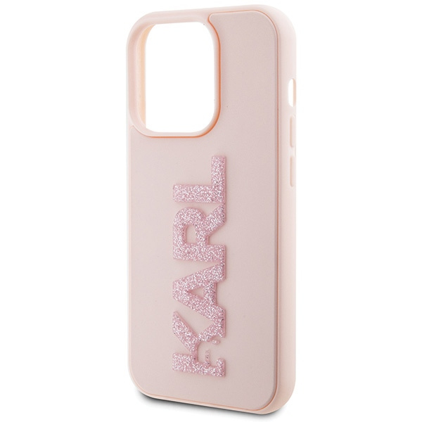 Karl Lagerfeld KLHCP15L3DMBKCP Apple iPhone 15 Pro hardcase 3D Rubber Glitter Logo pink