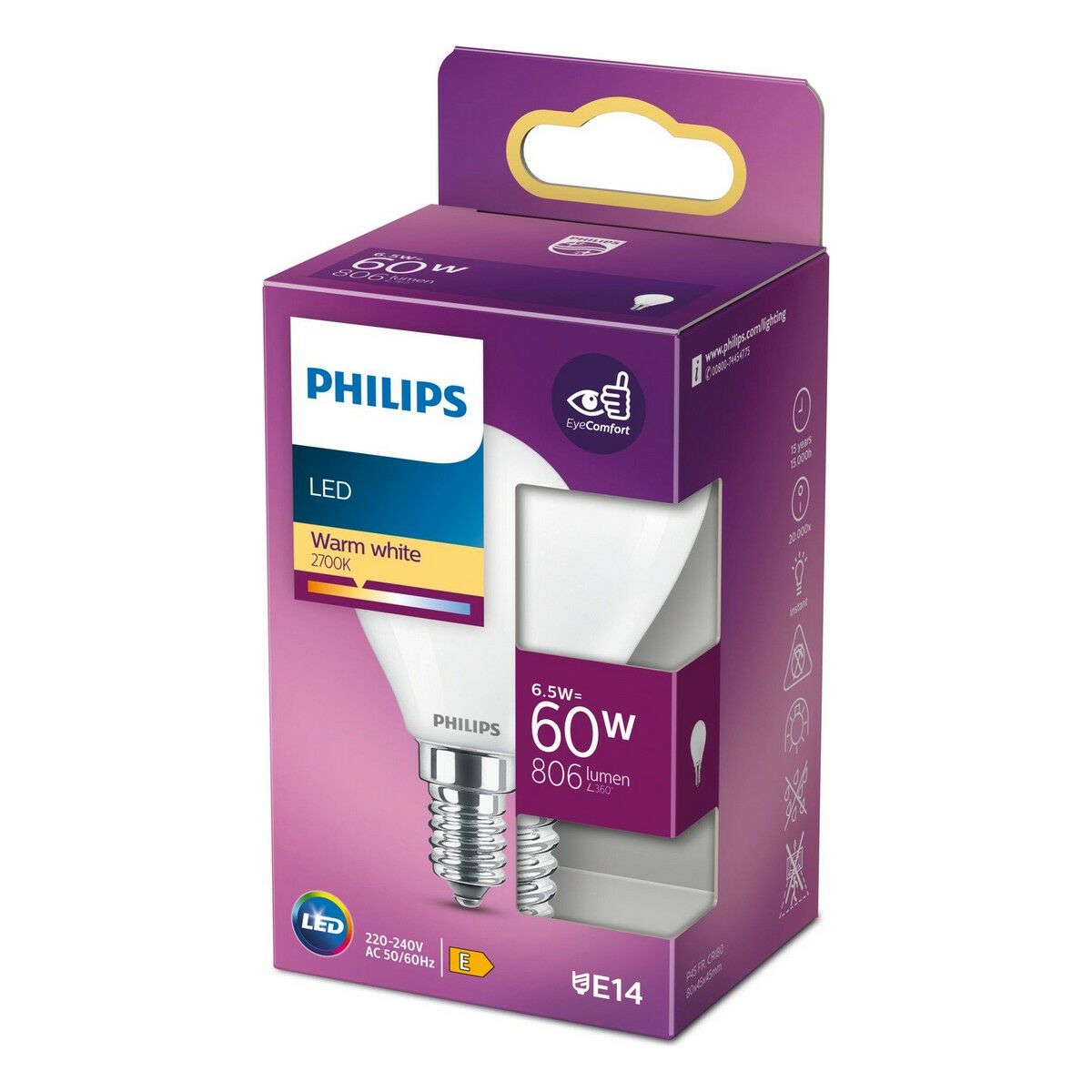 LED lamp Philips Wiz E14 E 6,5 W 806 lm Ø 4,5 x 8 cm (2700 K)