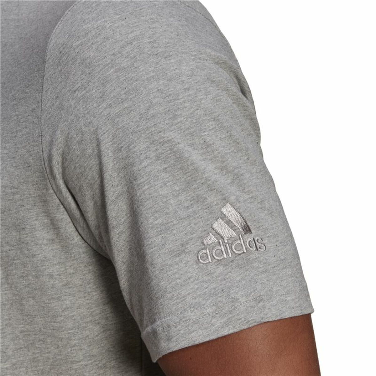 Men’s Short Sleeve T-Shirt Adidas Embroidered Linear Logo Grey