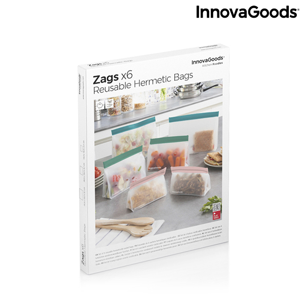 Set of Reusable Hermetically-sealed Bags Zags InnovaGoods 6 Pieces Set of Reusable Hermetically-sealed Bags Zags InnovaGoods 6 Pieces