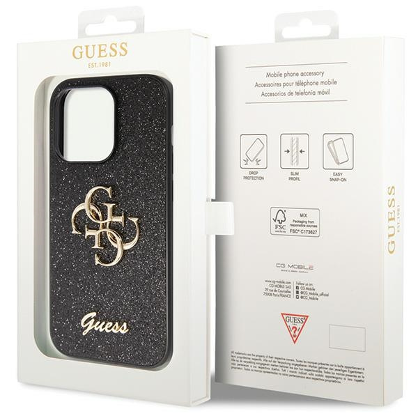 Guess GUHCP14LHG4SGK Apple iPhone 14 Pro hardcase Glitter Script Big 4G black