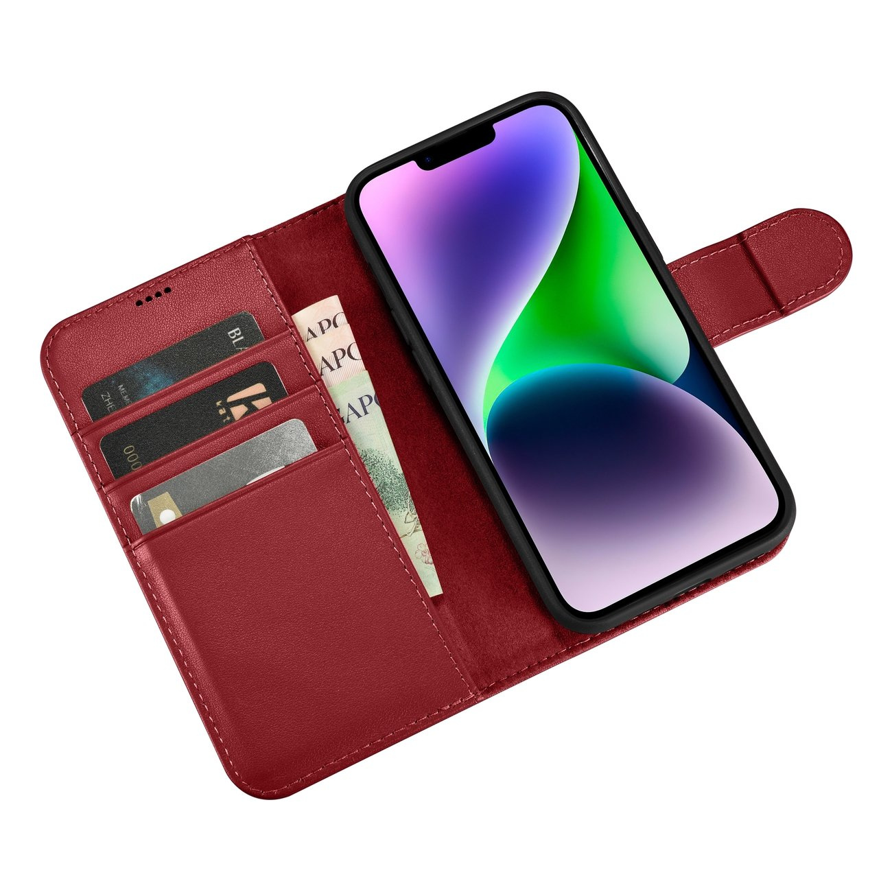 iCarer Wallet Anti-RFID 2in1 Apple iPhone 14 red