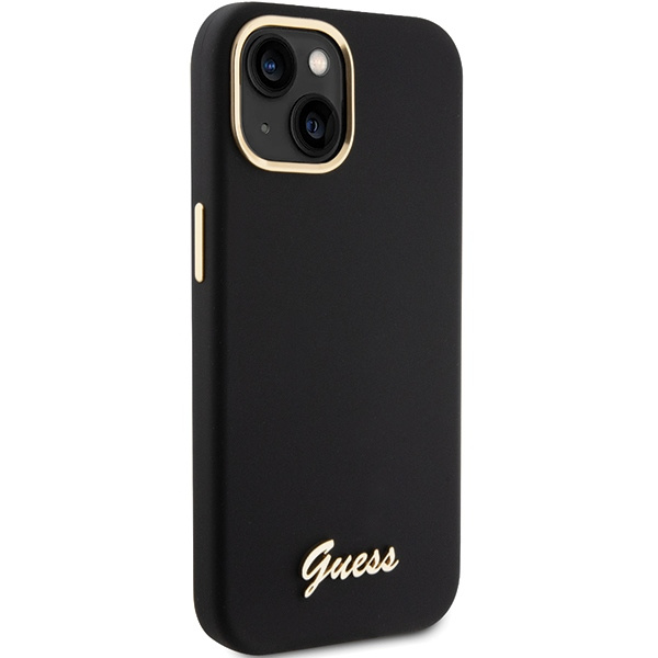 Guess GUHCP15SSMBSLK iPhone 15 czarny/black hardcase Silicone Script Metal Logo & Frame