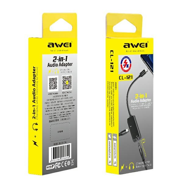 AWEI Adapter CL-121 Lightning-Lightning/ Jack 3.5 2w1 black