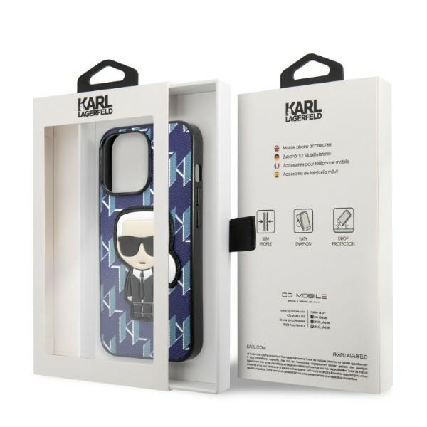 Karl Lagerfeld KLHCP13XPMNIKBL Apple iPhone 13 Pro Max hardcase blue Monogram Ikonik Patch