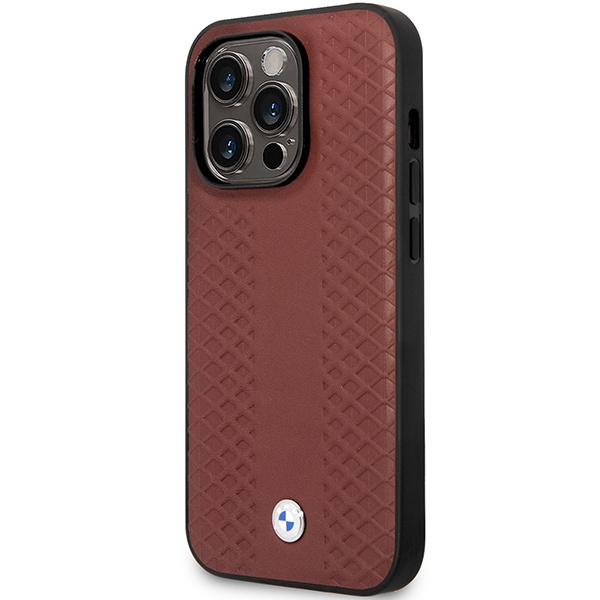 BMW BMHCP14X22RFGR Apple iPhone 14 Pro Max burgundy Leather Diamond Pattern