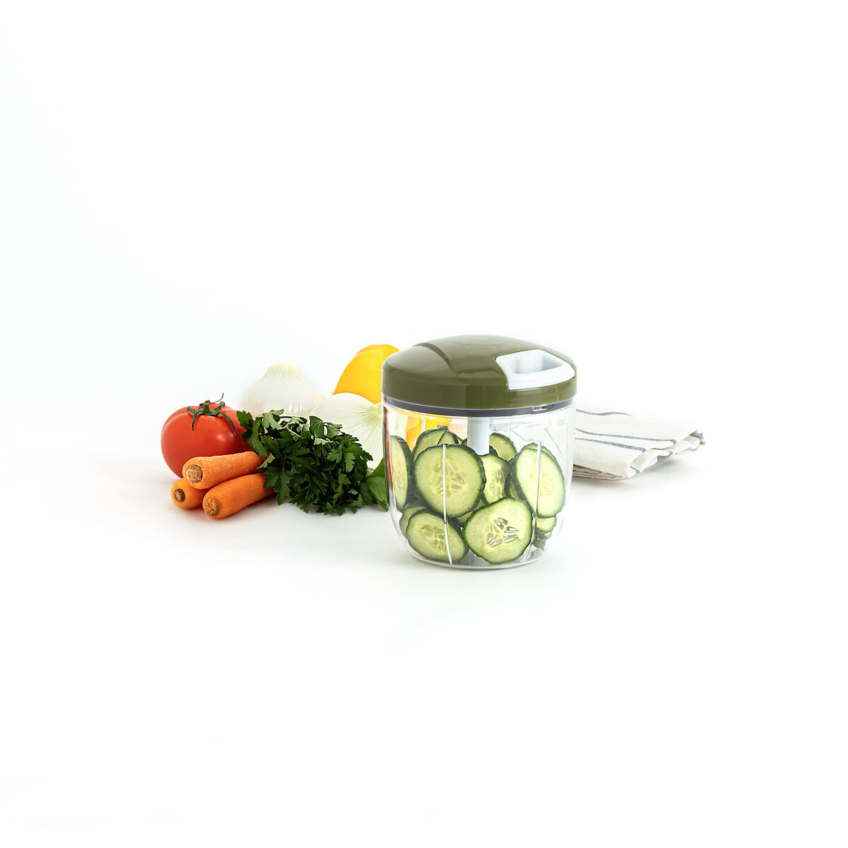 Manual mini chopper with pull cord Quid Naturalia Green Metal 12,5 x 14 cm Manual Manual mini chopper with pull cord Quid Naturalia Green Metal 12,5 x 14 cm Manual