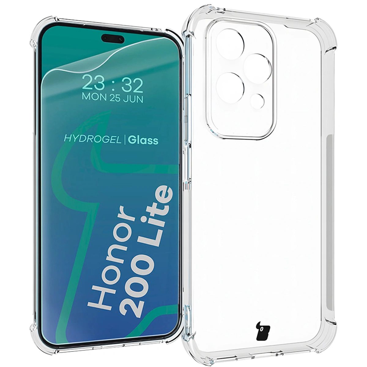 Bizon Case Clear Pack flexible case + 2x screen film Honor 200 Lite clear