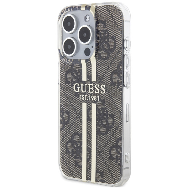 Guess GUHCP15XH4PSEGW Apple iPhone 15 Pro Max hardcase IML 4G Gold Stripe brown