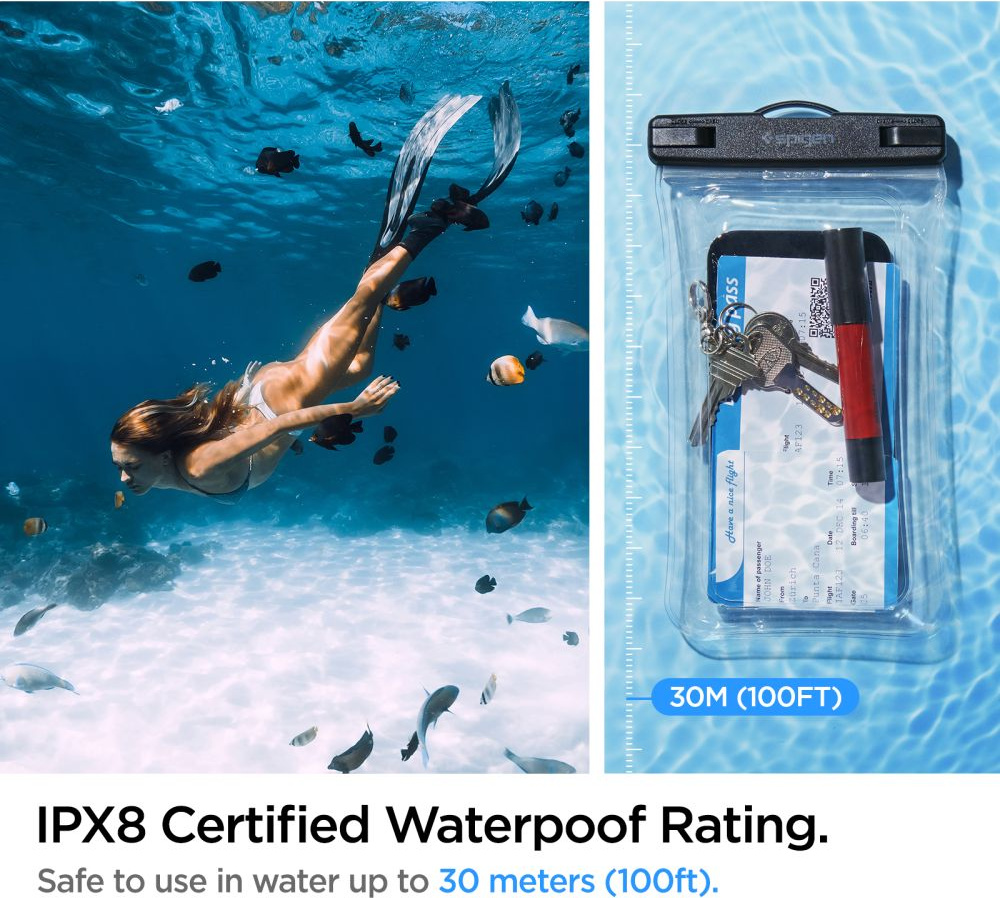 Spigen A610 Universal Waterproof Float Case Crystal Clear [2 PACK]
