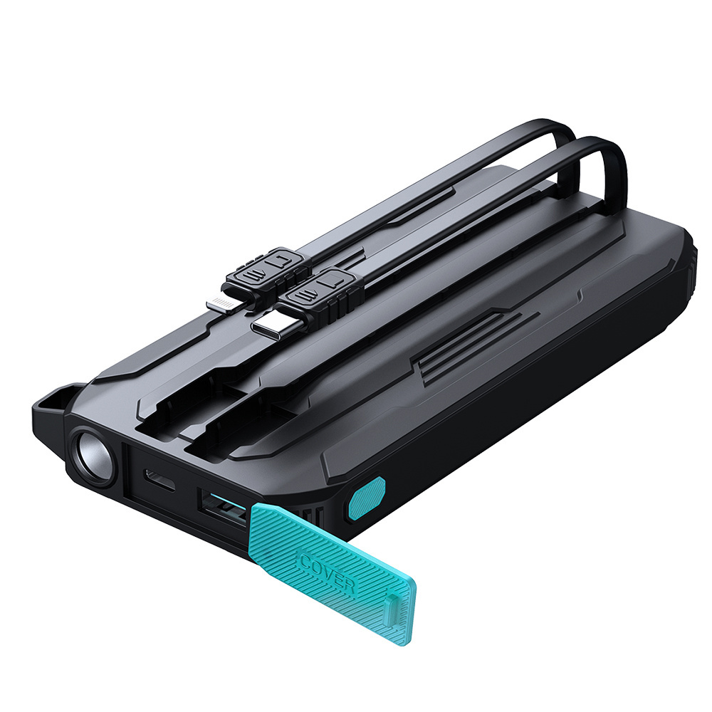 Joyroom JR-L017 powerbank 10000mAh 22.5W with built-in USB-C, Lightning cables black